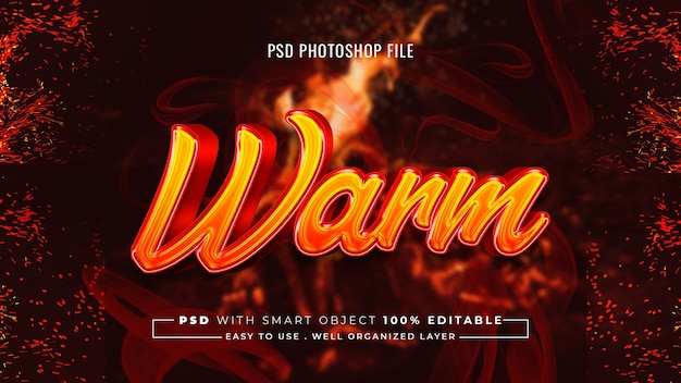 Warm 3d  Editable Text Effect, PSD File, Design Template