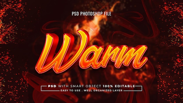 PSD warm 3d  editable text effect, psd file, design template