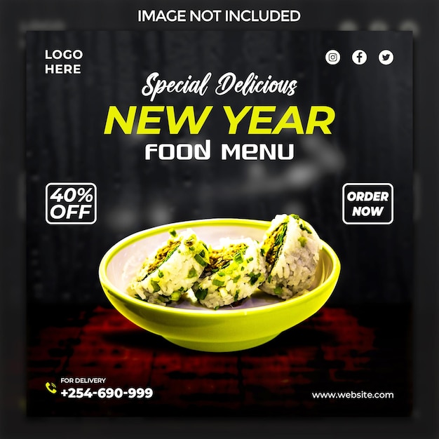 PSD warm en heerlijk eten te koop promotie op sociale media en banner post design template