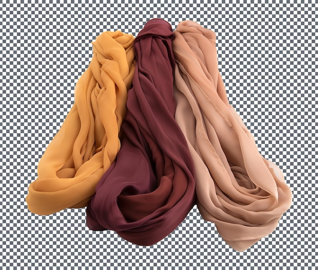 PSD warm scarf colorful isolated on transparent background