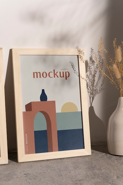 Design di mockup con cornice di scena calda