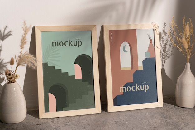 PSD design di mockup con cornice di scena calda