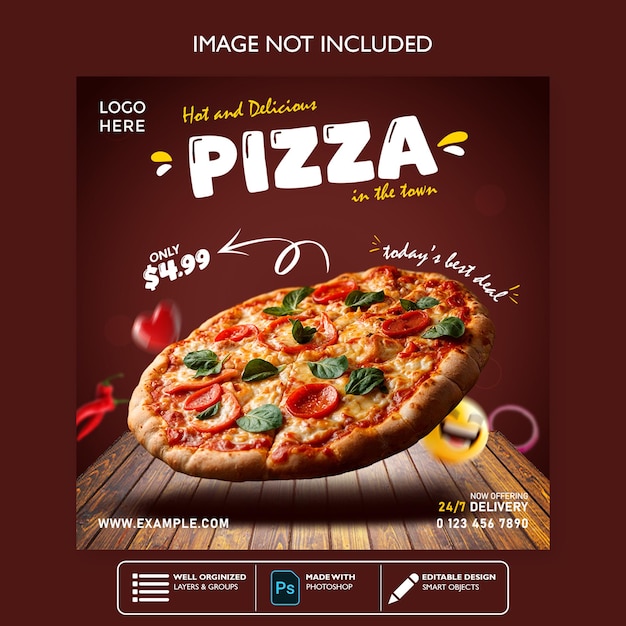 Warme en heerlijke pizza promotie