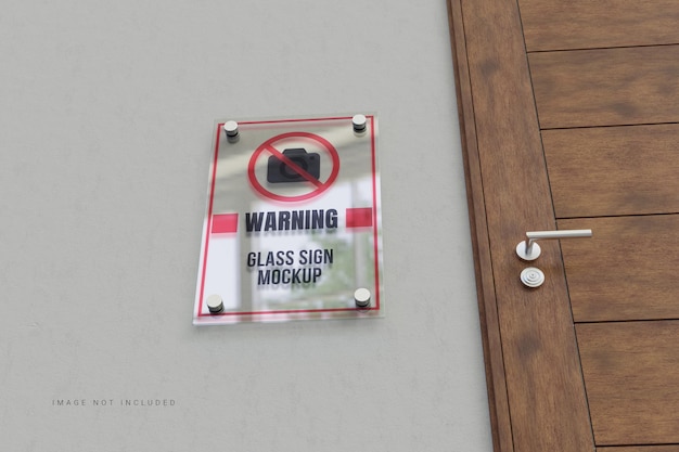 warning no photography glass sign mockup