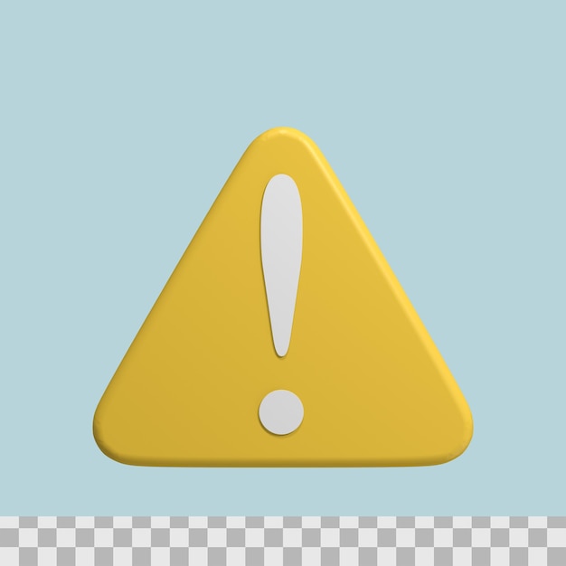 Warning sign 3d icon render