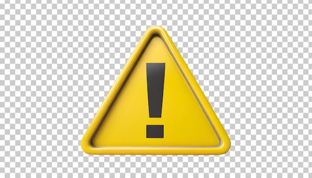 PSD warning triangle on transparent background hazard warning sign