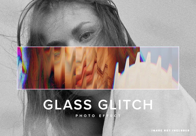 Warped glass photo effect mockup