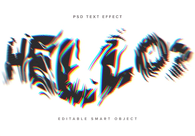 warped glitch text effect mockup