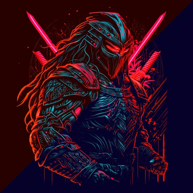 Warrior predator on dark bg 4096px png transparent 300dpi digital tshirt pod clipart book cover wall