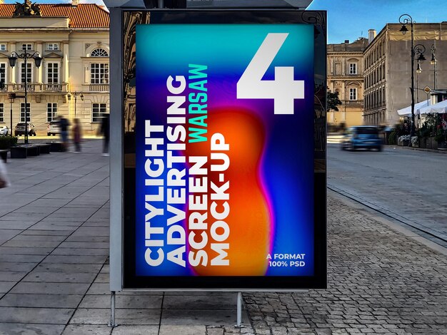 PSD warsaw citylight advertising screen mockup 13 v7 1