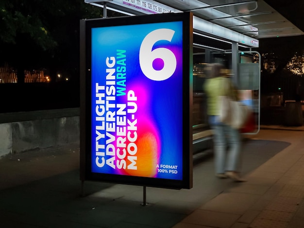 Warsaw night citylight advertising screen mockup 1 v1 1