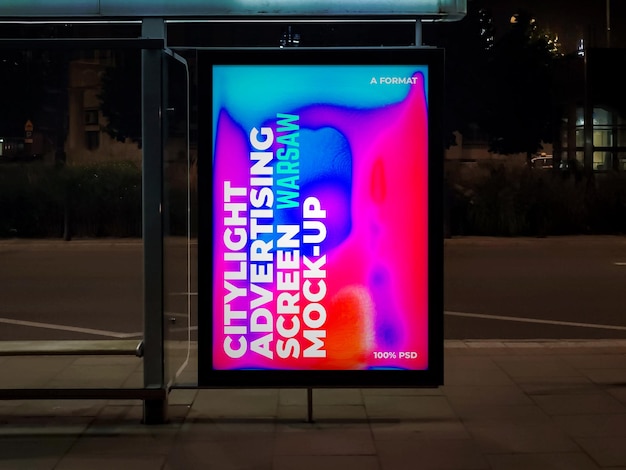 PSD warsaw night citylight advertising screen mockup 1 v2 6