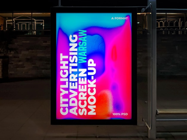 Warsaw night citylight advertising screen mockup 1 v2 8