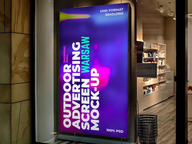 PSD schermo pubblicitario per esterni citylight di varsavia mockup 5 v7 2