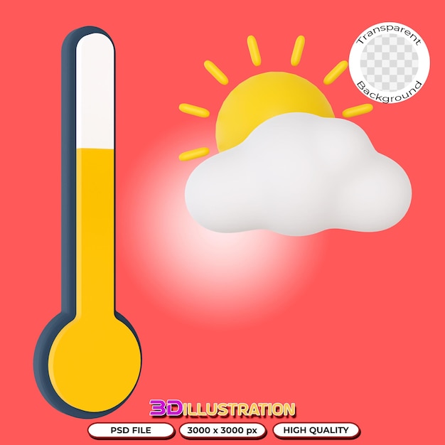 PSD warunki temperaturowe i pogodowe na ilustracjach 3d na przezroczystym tle