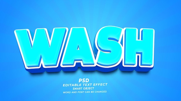 Wash 3d editable text effect photoshop psd template