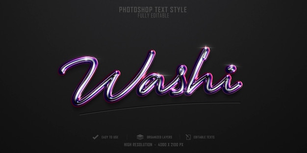 PSD washi 3d text style effect template design