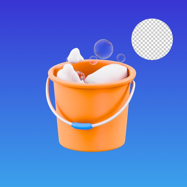 PSD washing bucket 3d illustration