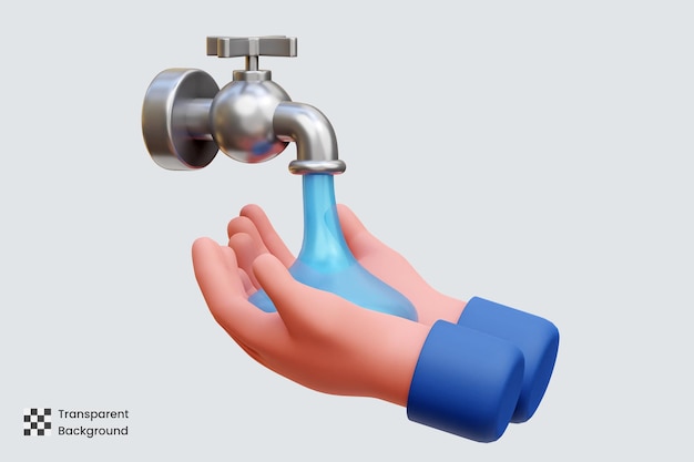 A washing hand 3d illustrations