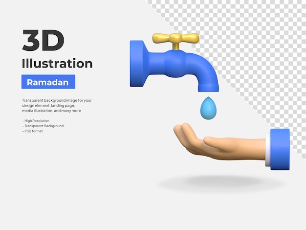 PSD washing hand icon ramadan 3d illustration