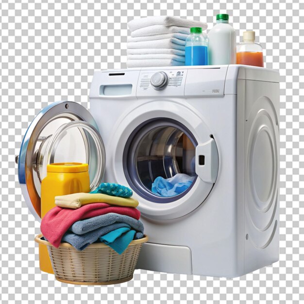 PSD a washing machine washing clothes with lots of sud transparent background