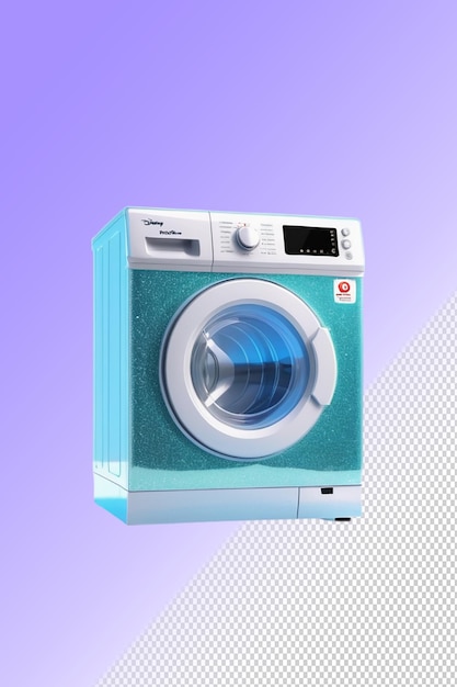 A washing machine with a blue front and a white front