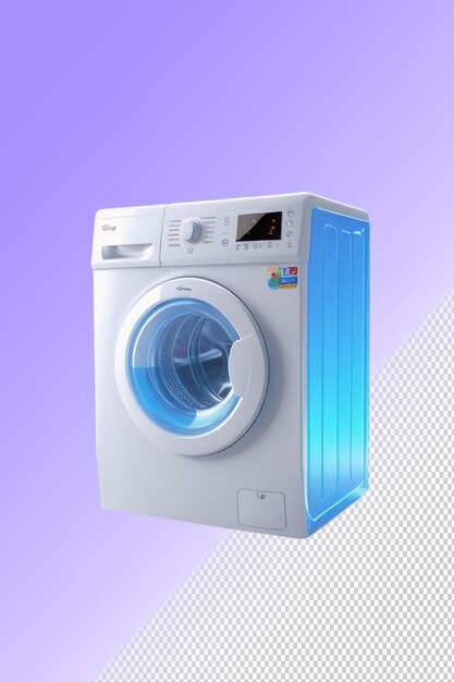 PSD a washing machine with a blue light on the front and the word  do not touch  on the front