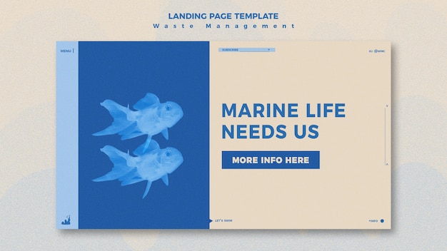 PSD waste management landing page design template