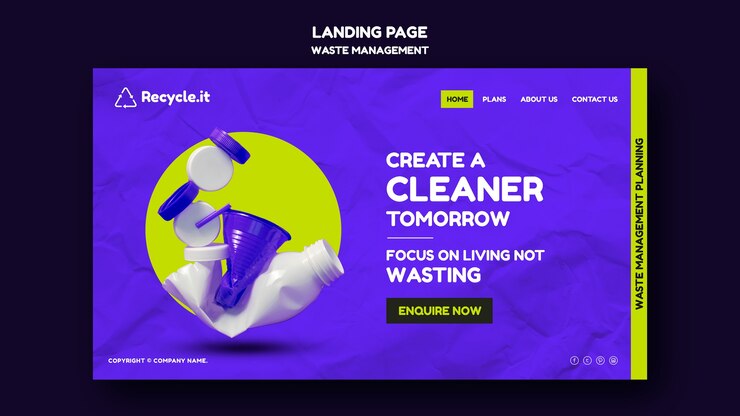 PSD waste management landing page design template