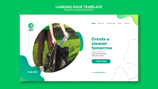 PSD waste management landing page post design template