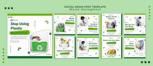 PSD waste management social media post design template