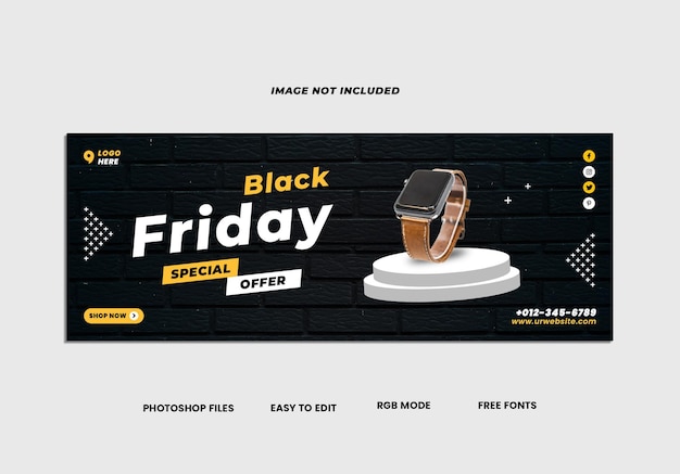 Watch product sale facebook timeline banner psd template