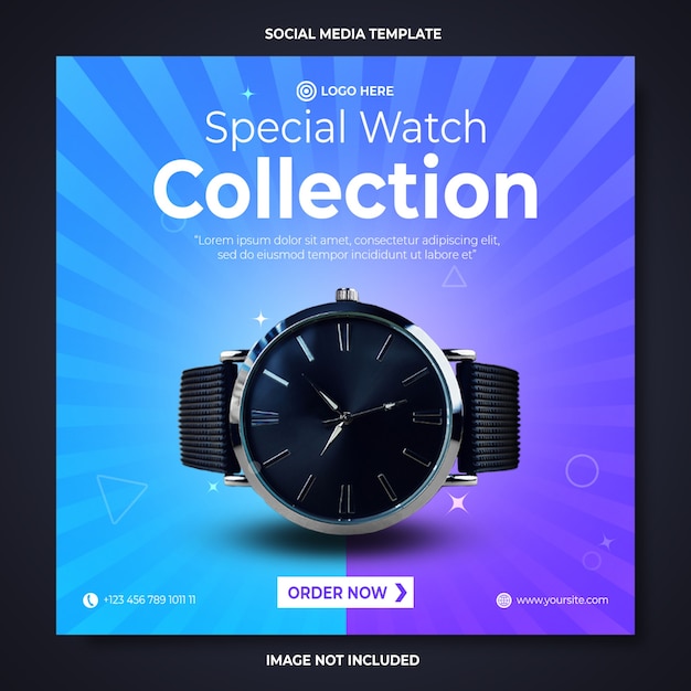 Watch promotion social media banner template