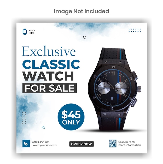 Watch sale social media or instagram post template design