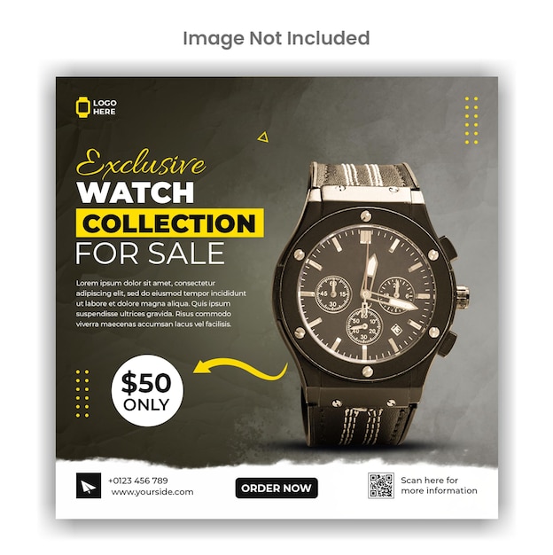 Watch sale social media or instagram post template design