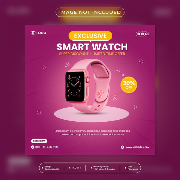 PSD watch sale social media post instagram post template