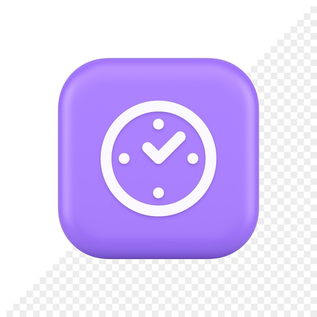 PSD watch time control button alarm clock deadline checking web app design 3d realistic icon