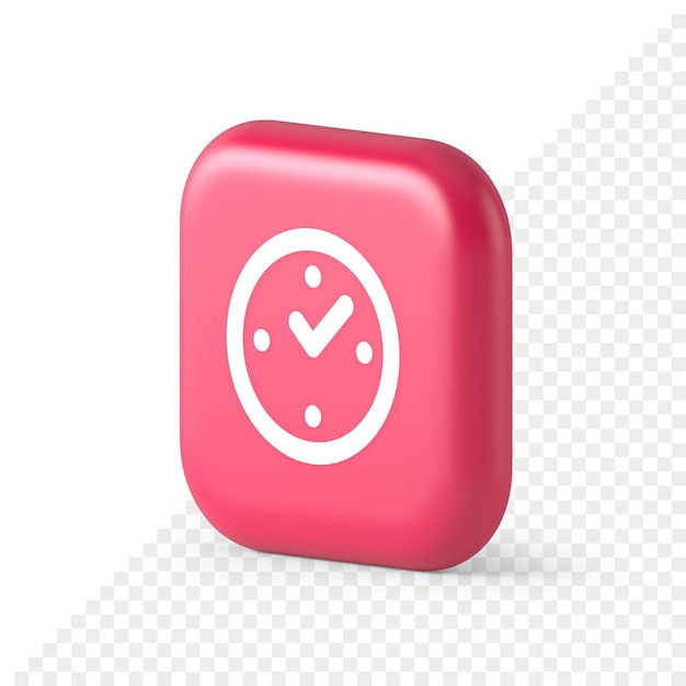 Watch time control button alarm clock deadline checking web app design 3d realistic isometric icon