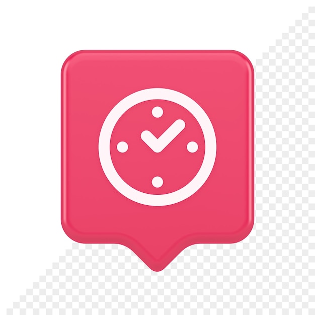 PSD watch time control button alarm clock deadline checking web app design 3d realistic speech bubble icon