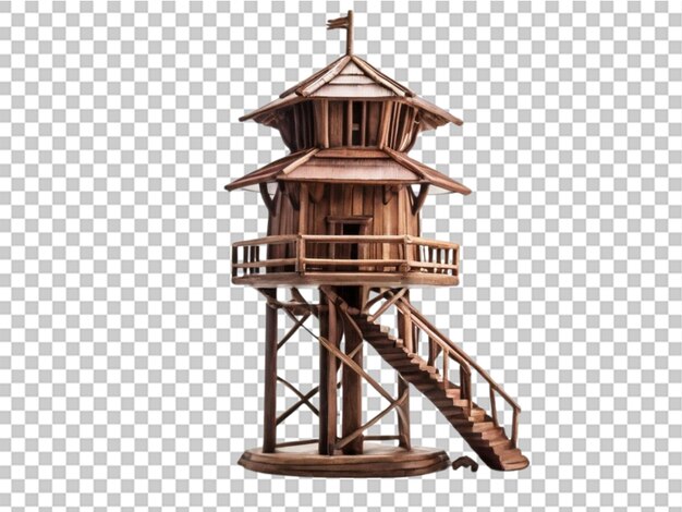 Watch Tower Made Of Wood on white background