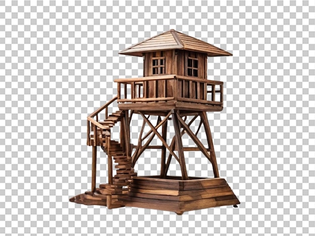 Watch tower made of wood on white background