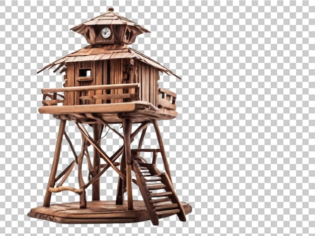 Watch tower made of wood on white background