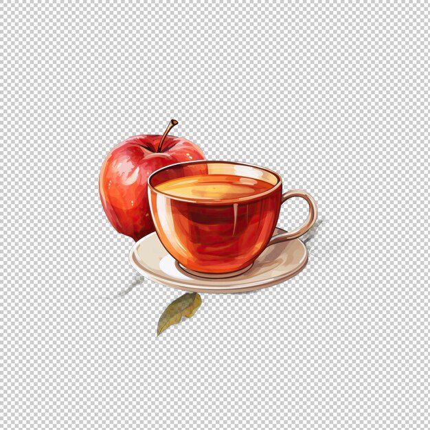 PSD watecolor logo apple tea isolated background i