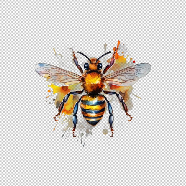 PSD watecolor logo bee isolated background isolate