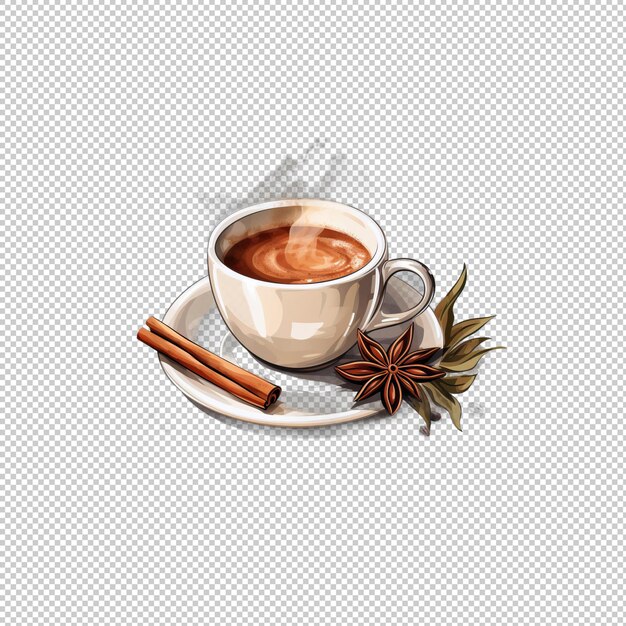 PSD watecolor logo chai tea isolated background is