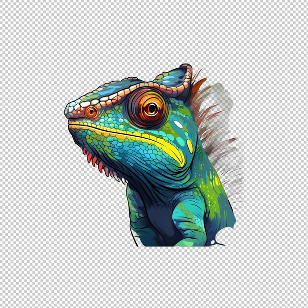 PSD watecolor logo chameleon isolated background i