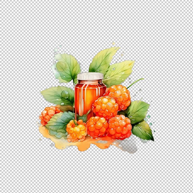 Watecolor logo cloudberry juice geïsoleerd backg