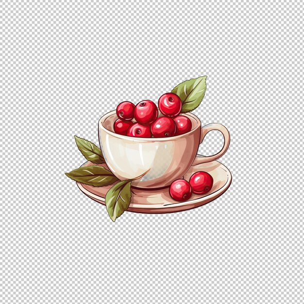 Watecolor Logo Cranberry Tea Izolowane Tło