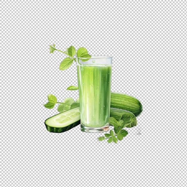 PSD watecolor logo cucumber juice isolated backgro