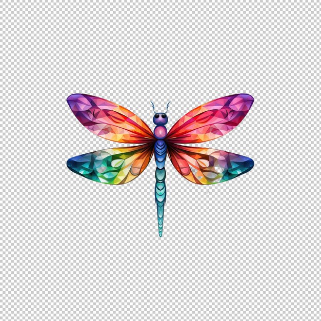 PSD watecolor logo dragonfly isolated background i